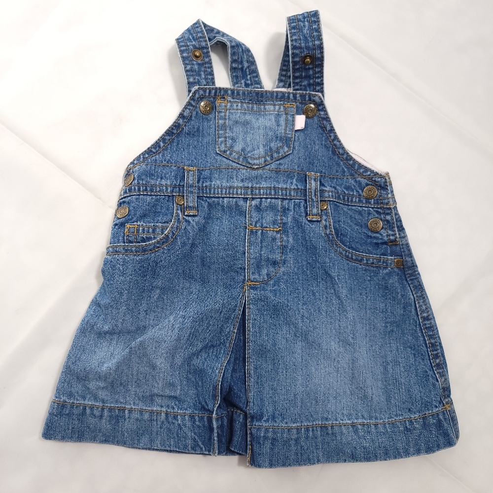 H&M L.O.G.G. Denim Jean Romper Overall Dress Sz 2-4 Months
